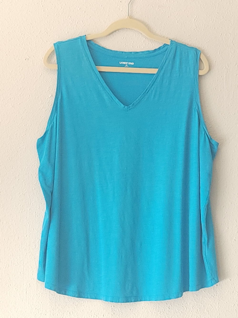 Lands' End Women's V-Neck Tank Top - Turquoise Blue PLUS SIZE 2X